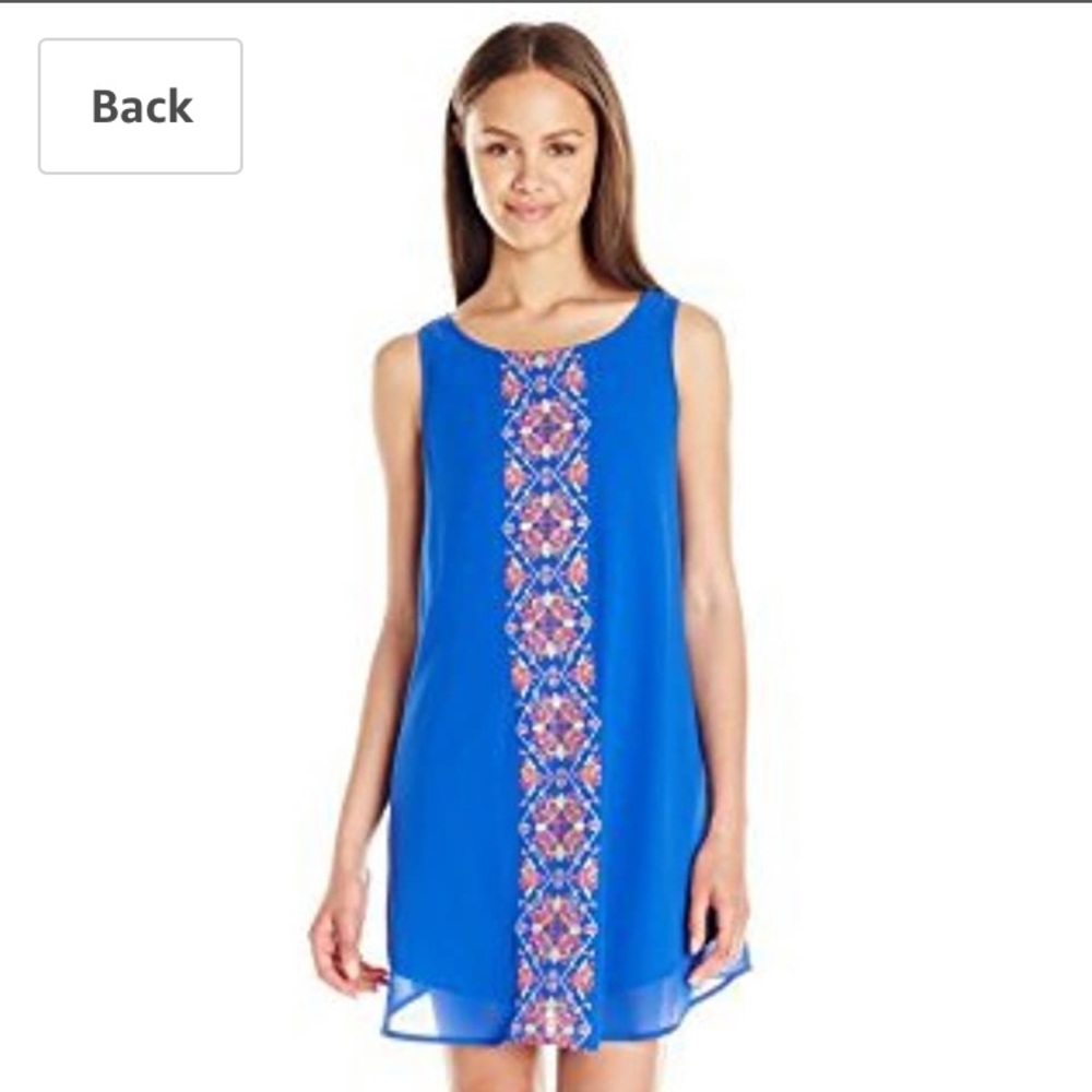 MY MICHELLE blue sleeveless embroidered dress